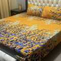 High Quality Fine Cotton Bedsheet 3 Piece Set Double Bed Printed 3D Crystal Cotton King Size Bedsheet. 
