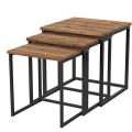 Set of 3 Nesting Table Coffee Tables End Tables Tea Table Side Tables, Modern Industrial Rustic Coffee Table with Metal Box Frame, Coffee Tables for Living Room Home Bedroom,. 
