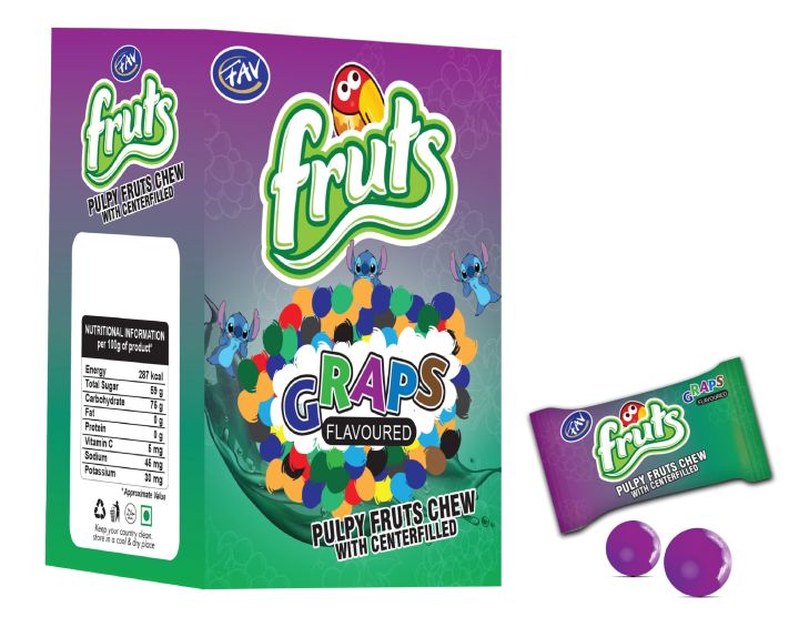 FAV GRAPS FRUITS PULPY JELLY CHEW (GRAPS BOX) RS 5×50 PIECES