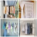 【BestGO】Stainless Steel Telescopic Clothing Rod Good Quality No Screws Required Rubber Tip Wardrobe Rod Hanger Shoe Rack Curtain Rod For Closets Shelves. 