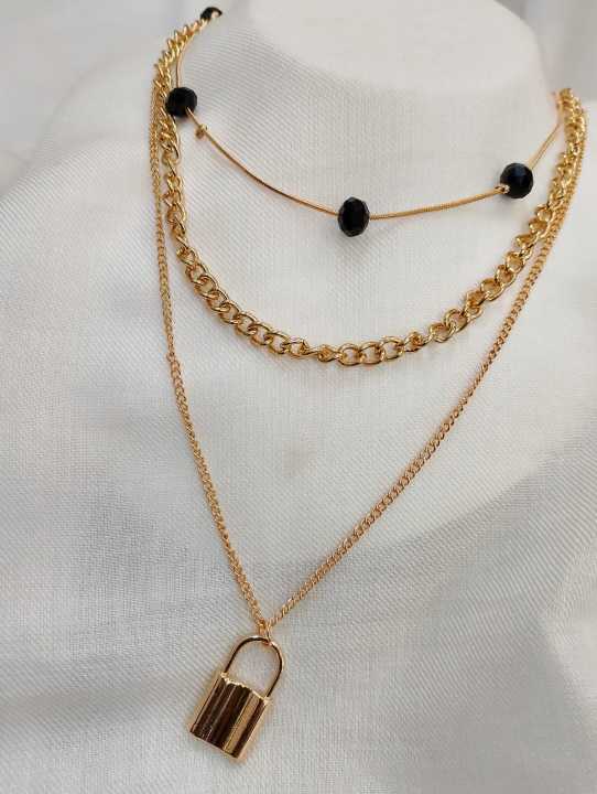 Wovanoo Lock and Key Necklace for Men EBoy Women EGirl Aesthetic Necklaces Multilayer Punk Choker Chain price in Saudi Arabia | Amazon Saudi Arabia