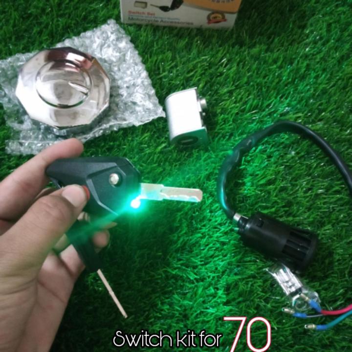 Ignition Switch bike kit 3 piece for CD70/Bike lock switch kit with computer key and light/Switch, tank lid  & side lock