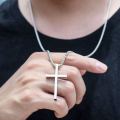 Cross-border European and American new titanium steel cross necklace men's trendy and versatile stainless steel cross pendant sweater chain accessories. 