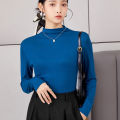 Modal bottoming shirt Long-SleeveTT-shirt Women's Autumn and Winter New Half Turtleneck Large Size Slim Fit Inner Wear Solid Color Thin Top. 