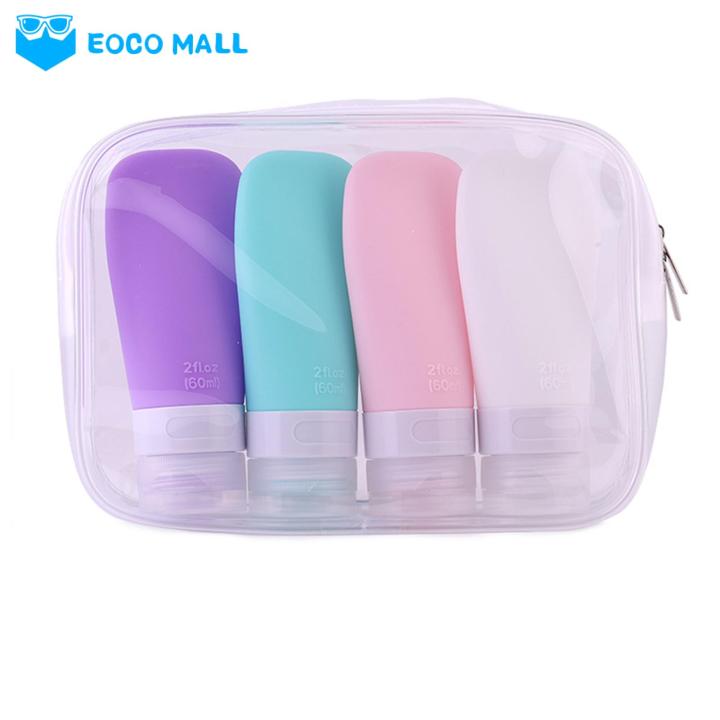 EOCO MALL Wide Mouth Travel Bottle Travel Essentials 4pcs Squeezable Silicone Dispenser Bottles for Shampoo Conditioner Lotion Convenient Refillable Travel Accessories Leak-proof Travel Bottles