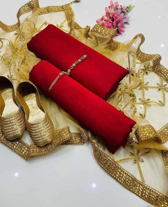 Duppatta%20Net%20mirror%20Work%204%20Side%20gotta%20Less%20BorderShirt%20Kattan%20Silk%20Plan%20Trouser%20Khatan%20Silk%20Plain%20with%20Neckline%20gift%20with%20Khusa%20gift%20-%20Image%206