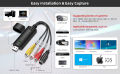 USB 2.0 Easycap DC60-008 Tv DVD VHS Video Adapter Capture Card Audio Av Capture Support Windows Xp/7/Vista 32 Win 10- Video and Audio Capturing Device Directly from TV - EasyCAP USB 2.0 Cable Adapter Audio Video Grabber Capture Card Windows 7 8 10 11. 