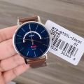CASIO BLUE DIAL DIAL DAY & DATE WITH BROWN LEATHER STRAP MEN'S WATCH - MTP-B105L-2AVDF. 
