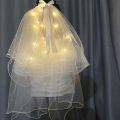 LED Light Bridal Wedding Veil with Pearls/Crowns Wedding Tiara Veil for Photoshop Props Party Headpieces Decor. 