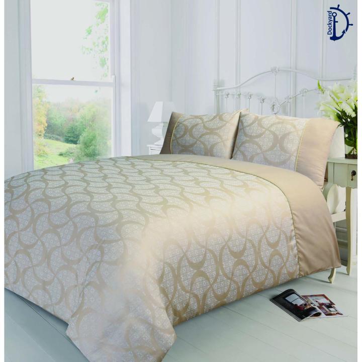 Dockyard Marbel Jacquard Golden Beige Duvet Cover Set - 3 Pcs Bed Set - Jacquard Fancy Duvet Cover