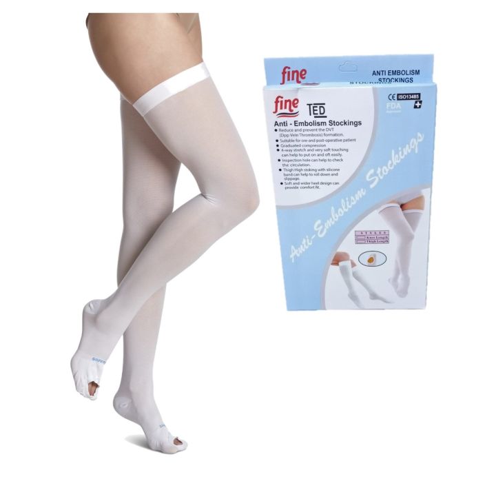 Anti-Embolism Thigh Length Stockings Medical Compression for Deep Vein Thrombosis (DVT) for Medicated Leggings for Male and Female Patients