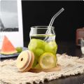 Techmanistan 500ml Glass Cups with Bamboo Lids and Glass Straw, Round Glass Mug With Handle, Straw & Wooden Lid, Drinking Glass, Adorable Glass Cups with Lids and Straw, Glass Tumbler Coffee Cup Coffee Mug. 