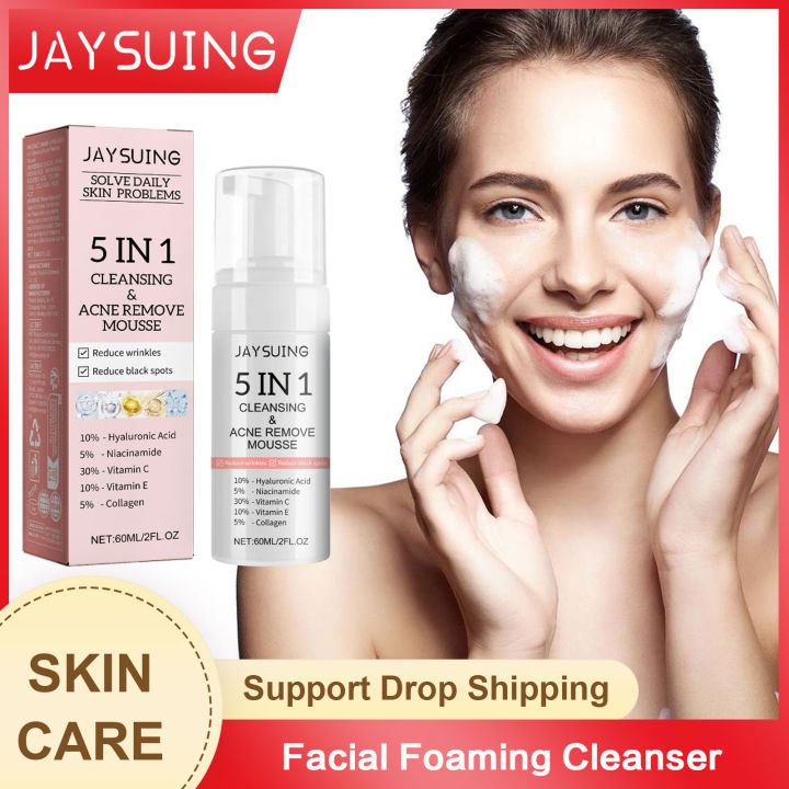 Facial Foaming Cleanser Deeply Cleansing Blackhead Removal Shrink Pores Acne Treatment Oil Control Moisturizing Face Wash Mousse
