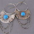 Vintage Moon Blue Stone for Women Sier Color Dangle Earrings Jewelry. 