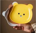 4/8Plate Cartoon Bear Shape Reusable Plate Food Grade Plastic Multi-function Creative Spit Bone Dish Household Dish Elliptical Plate Set Dining Table Garbage Platel. 