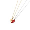 Wholesale 2Pcs/Set Couple Chain Necklaces Half Heart Pendant Heartbeat Magnetic Heart Necklace For Woman. 