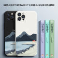 Hontinga for Samsung Galaxy A12 5G / 4G / M12 Case Mount Fuji Design Side Design Phone Case Square Edge Pattern Liquid Silicone Cases Full Cover Camera Shockproof Protective Case. 