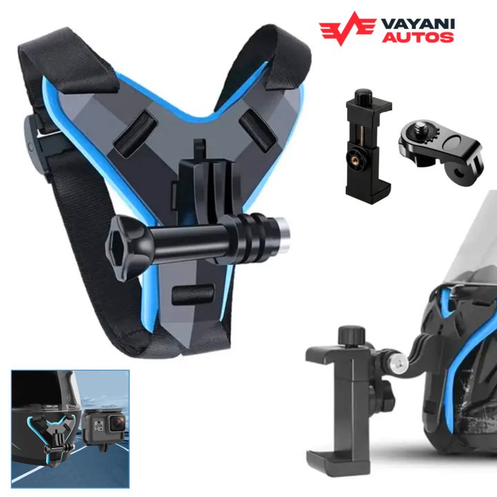 GoPro Mount - GoPro Mount For Helmet - GoPro Camera - Mobile Mount For Bike Helmet - Helmet Mount for Mobile - Go Pro Camera for Helmet - Helmet Chin Mount for Mobile - Motorcycle Helmet Chin Stand Mount Holder for Mobile And Camera