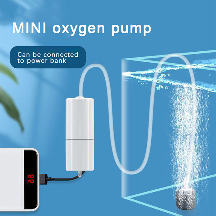 Aquarium Oxygen Air Pump Fish Tank USB Silent Air Compressor Aerator ...