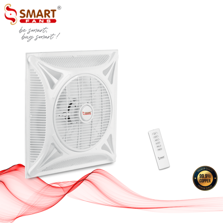 Smart Fans 2'X 2' False Ceiling Fan Concealed Back Energy Efficient Plastic-Glossy White Remote Control