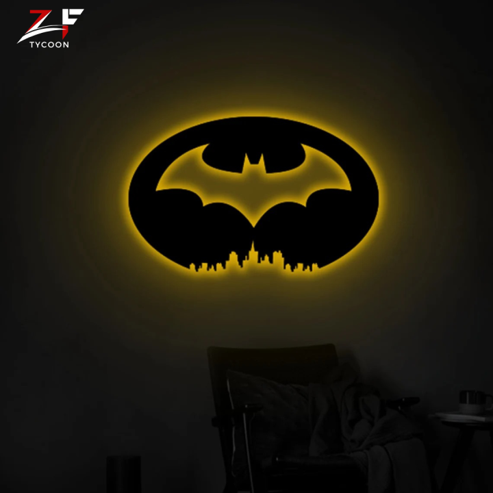 ZF Bat Gotham Inspired LED Wall Decor - Chic Silhouette Design for ...