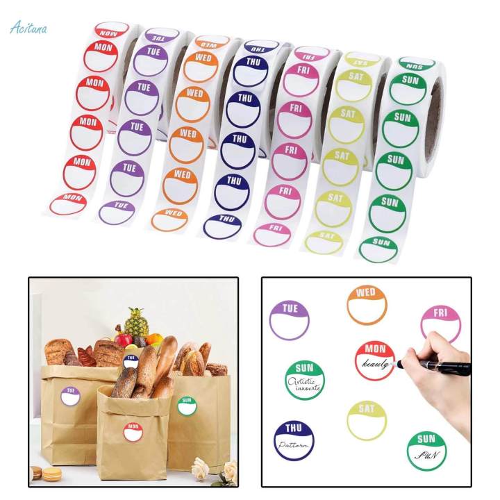 Day of The Week Stickers Date Labels for Kitchen Restaurant Food Container