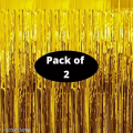 Pack of 2 Foil Curtains Backdrop Decor Golden Metallic Foil Tinsel Fringe Curtain Birthday Party Decoration Wedding Backdrop Curtain Photo. 