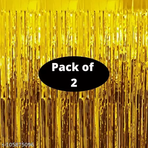 Pack of 2 Foil Curtains Backdrop Decor Golden Metallic Foil Tinsel Fringe Curtain Birthday Party Decoration Wedding Backdrop Curtain Photo