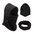 Mens Thermal Fleece Balaclava Hat Hooded Neck Warmer Winter Sports Face Mask Ski Bike Motorcycle Helmet Beanies Masked Cap - Black/Grey. 