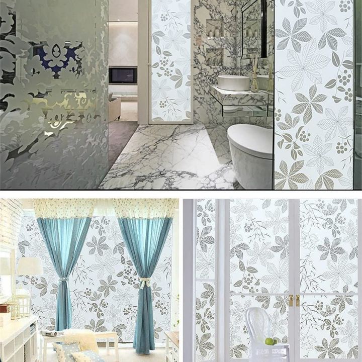 Techmanistan Flower Design Self-Adhesive Privacy Glass/Window Film - 45x200 cm