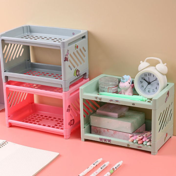 Storage Shelf Mini Storage Rack 2 Layered Minis Sturdy Storage Rack Desktop/Kitchen /Study Table Storage Space Saver Storage Rack