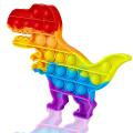 Push Pop Bubble Fidget Toy Pop It Silicone Toy - 5 inches - Rainbow Dinosaur. 