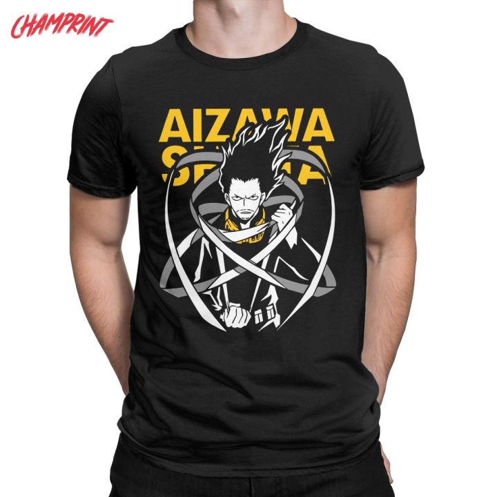 Boku No My Hero Academia Aizawa Shota T-Shirts for Men Pure Cotton Tee Shirt Round Neck Short Sleeve T Shirt Party Tops