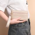 Cute Straw Wallet Mini Double Zipper Coin Purse Change Pouch for Lady Women Girls. 