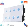 Tuya Smart wifi 8 Gang wall touch Switch with Power Meter Function Tuya Smart Wifi Light Touch Switch Timing Wall Electrical App Voice Control. 