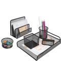 Office Table Stationery Table Set 6 in 1 Desk Organizer Table Set Pen Stationery Holder Stand & Letter Tray Tier Metal Mesh. 