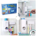 Automatic Toothpaste Dispenser with Wall Mount Toothbrush Holder Toothpaste Squeezer with 5 Brushes Set Kids Hands Free Toothpaste Dispenser for Shower Bathroom Sink.. 