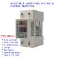 MORA Adjustable Over Under Voltage Over Current Protection Relay Surge Protector Breaker Max 63 Amp Dual Display adjustable over and under voltage protection breaker with over current protection. 