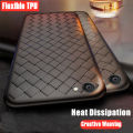 lthmy for OPPO F7 Youth Realme1 CPH1859 CPH1861 phone case Leather Texture Finish Non-Slip Grip Full Body Protection Cover  Flexible Silicon Luxury Plaid Breathable. 
