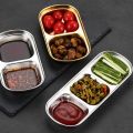 Techmanistan 2 Compartments Stainless Steel Plate, Stainless Steel Rectangular Thali Plate, 2 compartment Thali, Divided Dinner Plate, 2 Compartment Serving Tray, Nuts Tray. 