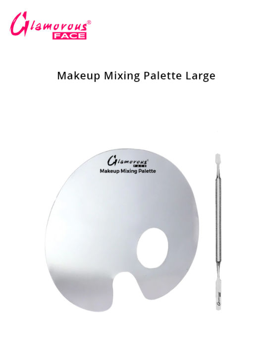 Glamorous Face Foundation & Base Mixing Palette with Spatula Stainless Steel, Metal Mixing Tray With Spatula Artist Tool For Mixing Foundation