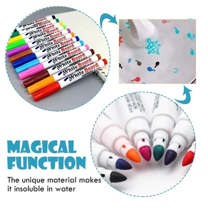 7pcs Marker With 1 Spoon 8 pcs Set Magical Water Painting Pen Colorful Mark Pen Markers Floating Ink Pen Doodle Water Pens Children Montessori _KIT_
