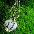 New Magnetic Couples Heart Pendant Necklace - Adjustable Stainless Steel with Custom Engraving. 