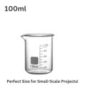 Glass Beaker 100ml (1-6 Pcs) - Borosilicate, Heat Resistant, Graduated Measuring Cup for Lab, Chemistry, Baking, Perfume, Candle Making & DIY Experiments. 