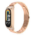 Suitable for Xiaomi Mi Band 9 Straps, Xiaomi Metal Stainless Steel Three-Bead Straps, Mi 8 Smart Band Wristbands. 