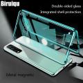 Biruiqu For VIVO Y12A Y20 Y20s Y12s Y20S G Magnetic Absorption Case Metal Frame Shockproof Double Sided Tempered Glass Magnetic Case Cover. 