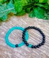 8MM SKY BLUE CRYSTAL BEADS COUPLE BRACLET-UNIQUE HAND MADE-BEADES BRACLET FOR MEN- BEADS BRACLETS FOR WOMEN-sky-blue beads-black beads-beads for jewelry-crystal beads-charming pearl beads bracelet-natural stone bracelet-natural gemstone bracelets-. 
