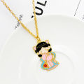 Ancient China Number One Scholar Chang'e Alloy doll Pendant Necklace Cartoon boy and girl Fashion retro Necklace. 