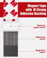 Magnetic Tape with 3M Adhesive Backing Flexible Magnet Strips Multi-Purpose Adhesive Magnetic Strips for Home and Office Use - Easy to Cut and Use. 