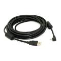 Mini USB B Type 5pin Male Right Angled 90 Degree to USB 2.0 Male Data Cable with EMI Ferrite Core 5 Meters. 